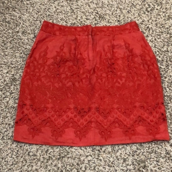 Anthropologie Yoana Baraschi Skirt Size 0 Burnt Orange Floral Embroiderd - Picture 2 of 10